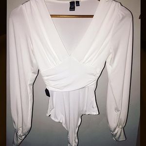✨Angel White Long-sleeve BodySuit Top